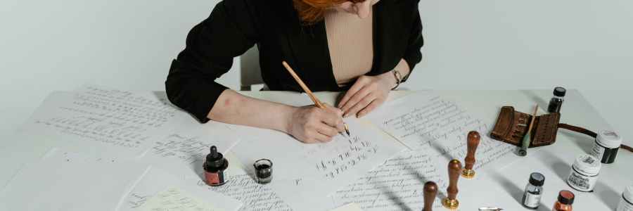 mujer escribiendo planas